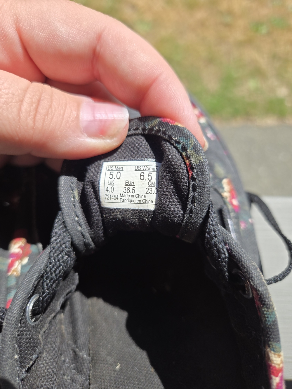 Vans Black Canvas Low-Top Sneakers with Red Floral Print - Picture 9 of 9
